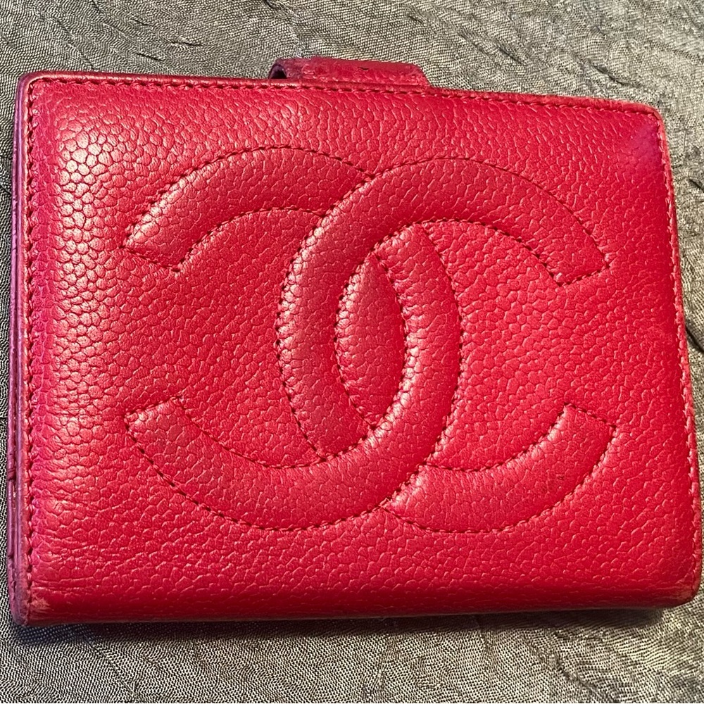 Vintage CHANEL Leather Wallet, Red - Picture 1 of 8